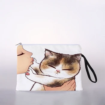 Poljubljanje mačka kozmetični torba ženske mini kozmetični vrečko, vrečko za shranjevanje potovalno torbico vrečko za shranjevanje Slike 2