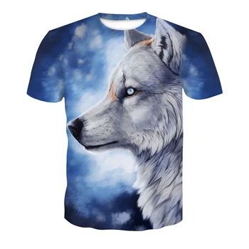 Pozimi sneg wolf modi nove kul 3d volk glavo tiskanja priložnostne ulica mladinskih modni t-shirt