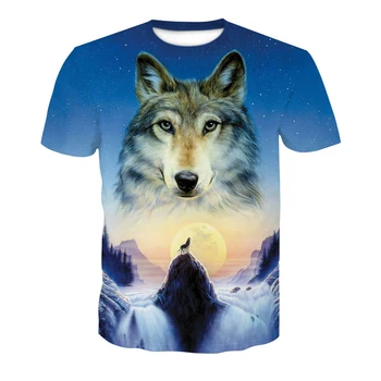 Pozimi sneg wolf modi nove kul 3d volk glavo tiskanja priložnostne ulica mladinskih modni t-shirt Slike 2