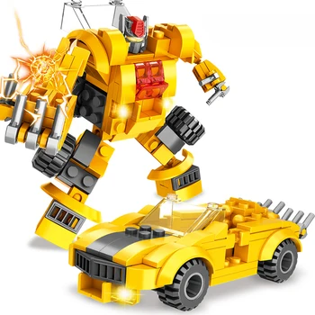 Preoblikovanje Robot Gradnik Ustvarjalne DIY Montaža Konstruktor Opeke Darilo Igrače Za Otroke Deformacije Mestni Avto Tovornjak Slike 2