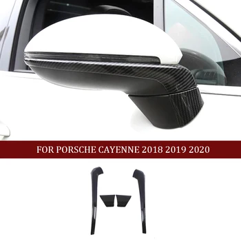 Rearview Mirror Zaščito naslovnica Stripa Trim Fit Za Porsche Cayenne 2018 2019 2020 2021 ABS Chrome Ogljikovih Vlaken Slog Slike 2