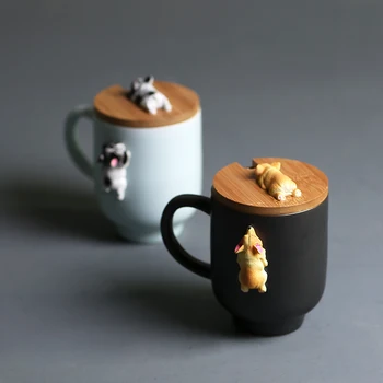 Risanka 3D Corgi francoski Buldog Skodelice Srčkan živali Kave Vrč Čaja, Vode Skodelice Mleka Limone Drinkware Nekaj Pokal Darilo Za Prijatelje Slike 2