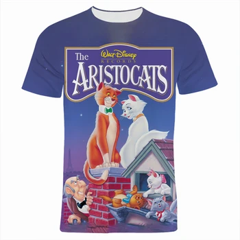 Risanka Anime T-shirt Moški Disney Aristocats V Poletje Moda Majice s kratkimi rokavi Ženske Ulične 3D Tiskanih Otroci Oblačila