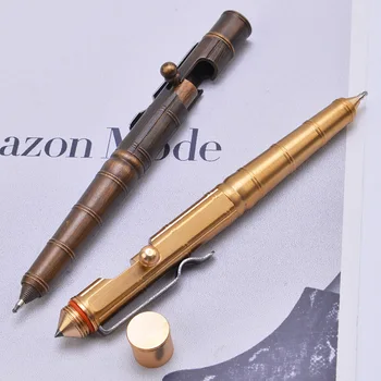 Ročno Medenina Kemični Svinčnik Ustvarjalne Volfram Jekla Pisanje Orodje Retro Vijakov Tip Bamboo Pen Taktično Pero na prostem kot Darilo
