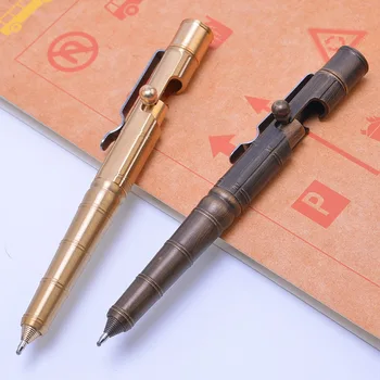 Ročno Medenina Kemični Svinčnik Ustvarjalne Volfram Jekla Pisanje Orodje Retro Vijakov Tip Bamboo Pen Taktično Pero na prostem kot Darilo Slike 2