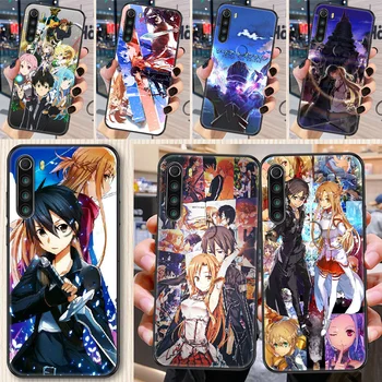 SAO sword art online Anime Primeru Telefon Za Xiaomi Redmi Opomba 7 8 9 10 7A 8T 9A 9T 9S 10S Pro black mehki Etui umetnosti odbijača 3D coque