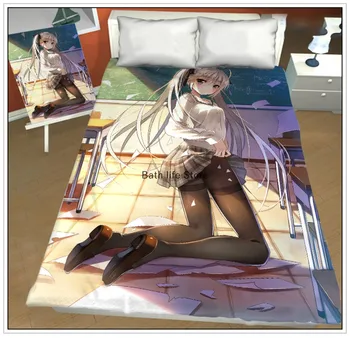 Seksi Dekleta Rem Ram 3D Tiskanja Posteljnina Nabor Risank Anime Bikini Girl Rjuhe Prevleke In Pillowcases Bedclothes Posteljno Perilo BREZ Listov