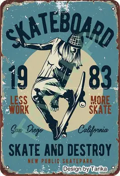 Skateboard Skate in Uničiti Vintage Videz Kovinski 20X30 cm Dekoracijo Plaketo Znak za Dom, Kuhinjo, Kopalnico Kmetiji, Vrt, Garaža Slike 2