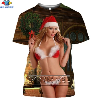 SONSPEE Božič Seksi Bikini Zajček Dekle Model T-shirt 3D Tiskanja Moški Ženske Modni Hentai Otaku Oblačila Človek Kratek Rokav Tee