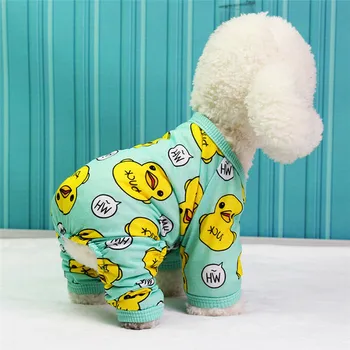 Srčkan Natisnjeni Pet Oblačila Majhen Pes Jumpsuit Chihuahua Pižamo Pet Hoodie Plašč za Pse, Mačke Super Mehko Toplo Kuža Pes Kostum Slike 2