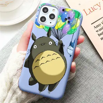Srčkan Totoro Ghibli Miyazaki Anime Primeru Telefon za iPhone 13 12 mini 11 Pro Max X XR XS 8 7 6s Plus Sladkarije vijolično Silikonski pokrov