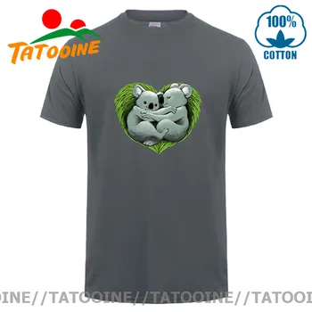 Tatooine Koala Srce majica s kratkimi rokavi moški Srčkan Živali Natisnjeni Tee majica Koala Ljubezni T-shirt Valentines v ljubezni Tshirt Nekaj Kul Vrhovi Tee Slike 2