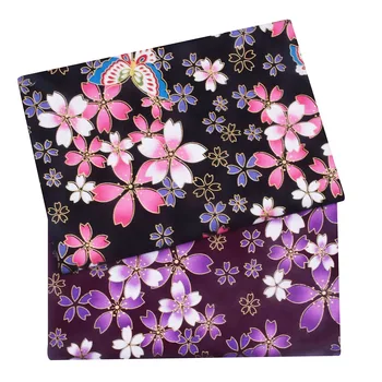 Temno Modra Natisnjeni Bronasto Bombažne Tkanine, Japonski Slog Cvetje Tkanine Za Kimono Cheongsam, Doma Tekstilne DIY Vreča Punčko Materiala