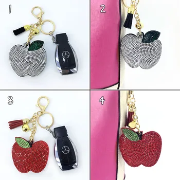 Tovarniško multi-barvni korejski runo apple keychain obesek dekleta vrečko tassel ornament sadje nakit