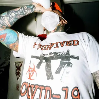 Travis Scott Majica s kratkimi rokavi moški hip hop sem Preživela 19 letnik vrhovi belo srajco poletne ulične pištole
