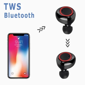 TWS Brezžični Čepkov 5.0 Bluetooth Slušalke Športne Slušalke Nepremočljiva Stavko Brezžični 3D Stereo Slušalke Polnjenje Box Slike 2