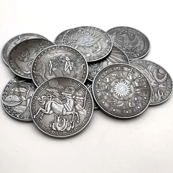 Ustvarjalne Dvanajst Ozvezdij Zodiaka Kovanec Izziv Silver Plated Spominskih Kovancev, Nastavite Doma Dekor Obrti Art Collection Darilo