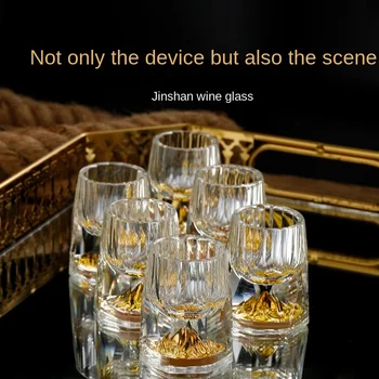 Ustvarjalne Kristalno Steklo, Zlata Folija Vodka Stekla Domov High-End Vino Set Holiday Gift Artefakt Dvojno Steklo Kozarec Vina