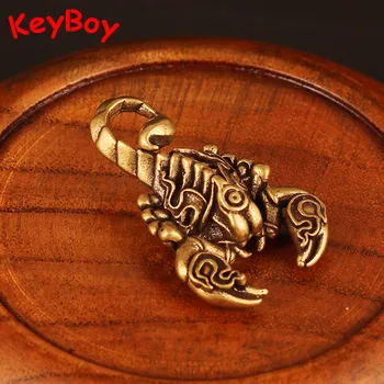 Vintage Medenina Scorpion King Animal Keychain Obesek za Moške Baker Punk Ključnih Verige Kovinski Vrečko Avto Ključ Obroč Modni Nakit obesek za ključe Slike 2