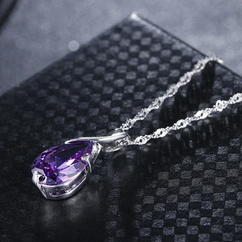 Visoko kakovostnih klasičnih kaplja vode vijolični kristali ženska 925 sterling srebro ženske'pendant ogrlice nakit debelo poceni darilo