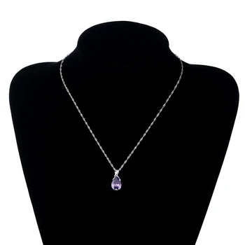 Visoko kakovostnih klasičnih kaplja vode vijolični kristali ženska 925 sterling srebro ženske'pendant ogrlice nakit debelo poceni darilo Slike 2