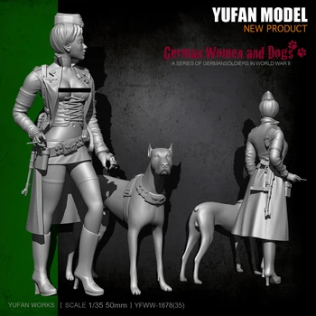 Yufan Model 1/24 Smolo Slika Kompleti Seksi ženska vojak in pes samozdruževanja YFWW-1878