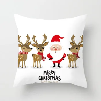 YWZN Božič Dekorativni Pillowcases Poliester Vesel Božič Santa Claus Vrgel Blazino Primeru Zajema Elk Prevleke poszewka
