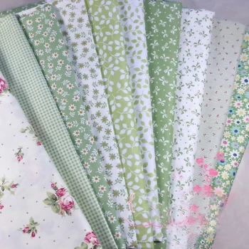 Zeleno Cvetno Mrežo Bombažne Tkanine Za Meter Diy Ročno Krpo Šivanje Obrti Doma Tekstilni Materiali Mozaik Quilting Tkiva