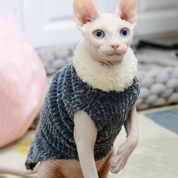 Zimski Pulover za Sphynx Mačka Oblačila Moda Plašč Soft Majhen Pes, Mačka Oblačila Udobje Zgosti Hairless Mačka Obleke Slike 2