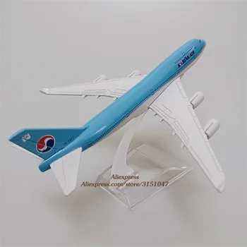 Zlitine Kovin, Korean Air B747 Airlines Diecast Letalo Model korejski Boeing 747 Airways Letalo Model Stojalo Zrakoplova Darila 16 cm