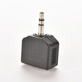Črna 3.5 mm Moški 2 Ženski Adapter Vtičnica 1 2 Dvojne Slušalke Slušalke Y Razdelilno Kabelsko Kabel Adapter za MP3, Telefon Slike 2