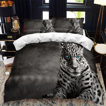 živali leopard posteljo rjuhe kritje nastavite kraljica ameriška Twin velikost tolažnik posteljnina nastavite Eno kompletna serija Dvojno