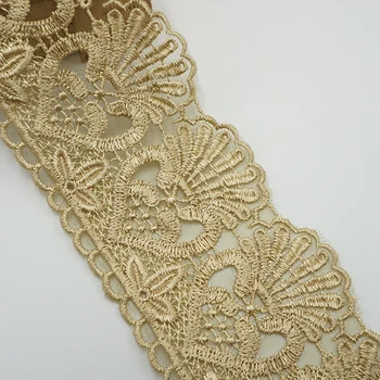 2 metrov 7.5 cm Zlata Čipke Traku Okraskov za Obleko Kavč Zavese Našitki Kostume Aplicirano Vezenine, Trakovi Cusack Slike 2