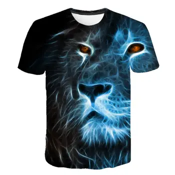 2021 Vroče Poletje moška T-shirt O-vratu, Kratka sleeved Oblačila Živali Lev 3D Natisnjeni T-shirt Velikost moška T-shirt Preobsežne