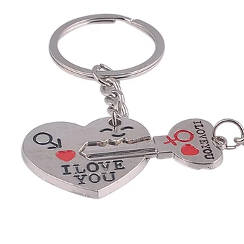 2Pcs/set Ljubezen Srce obesek za ključe Nekaj Keychain Key Ring Novo Modno Darilo Dodatki Za Otroke, Prijatelje, Darilo Za Fanta, Moža