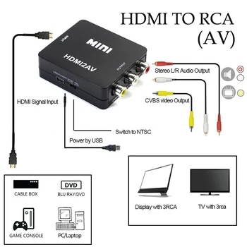 AIXXCO HD 1080P HDMI-združljiv Z AV/RCA CVBS Adapter Mini HDMI2AV Video Pretvornik Polje Za HDTV TV PS3 Računalnik PC VCR NTSC Slike 2