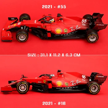 Burago 1:18 Nov slog Ferrari 2021 SF21- #55 #16 F1 avto model vlivanju model simulacije avto dekoracijo zbirka darilo igrača Slike 2