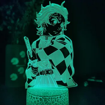 Demon Slayer Kimetsu Ne Yaiba Tanjiro Kamado Slika 3d, Anime Svetilke za Otroka, Spalnica Dekor Nočna Otroci LED Nočna Lučka Darilo Slike 2