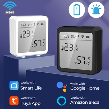 Digitalni LCD Zaslon Zaprtih Tuya WiFi Temperaturni Senzor Vlažnosti Meter Mini Higrometer Termometer Merilnik za Alexa Google Assista Slike 2