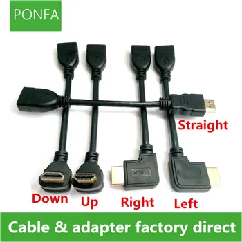 Gor in Dol in Desno na & Levi Kota HDMI je združljiv 1.4 Moški-Ženska 1.4 v Podaljšek priključek kabel HD pod Kotom 0,15 m/0,5 m Slike 2