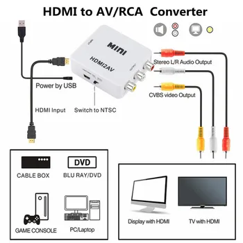 Grwibeou HD 1080P HDMI-združljiv z RCA AV Pretvornik za HDMI je združljiv Adapter AV/CVSB L/R Video Polje Podpira NTSC PAL Izhod Slike 2