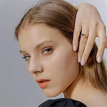 Klasična Ustvarjalne Dvojno Sponke Design Nastavljiv Zlata prstana Za Žensko 2021 Dekle Sexy Prst Pribor korejski Modni Nakit Slike 2