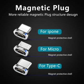 Magnetni krog Kabla 8 Pin Tip C Micro USB C Čepi za Hitro Polnjenje Telefona Magnet Polnilnik Za iPhone 1m Kabel chargering
