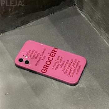 Moda Rose Pink Črke Mehko Telefon Primeru za iPhone 12 11 Pro Max 7 8 plus X XR XS Max SE 2020 Kritje Silikonski Srčkan Primerih Capa