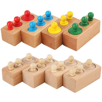 Otroške Igrače Montessori Materiali Mini Lesene Pisane Vtičnico Valjev V Bloku Igrače Izobraževalne Senzorično Učni Pripomočki Božično Darilo Slike 2