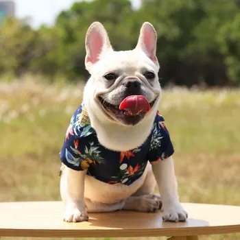 Poletje Pet Tiskanih Obleke Za Pse Cvetlični Plaži Majica Jakno Cvetlični T-Shirt Hawaiian Za Mala Velika Psa Chihuahua Domače Obleke