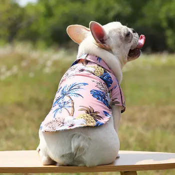 Poletje Pet Tiskanih Obleke Za Pse Cvetlični Plaži Majica Jakno Cvetlični T-Shirt Hawaiian Za Mala Velika Psa Chihuahua Domače Obleke Slike 2